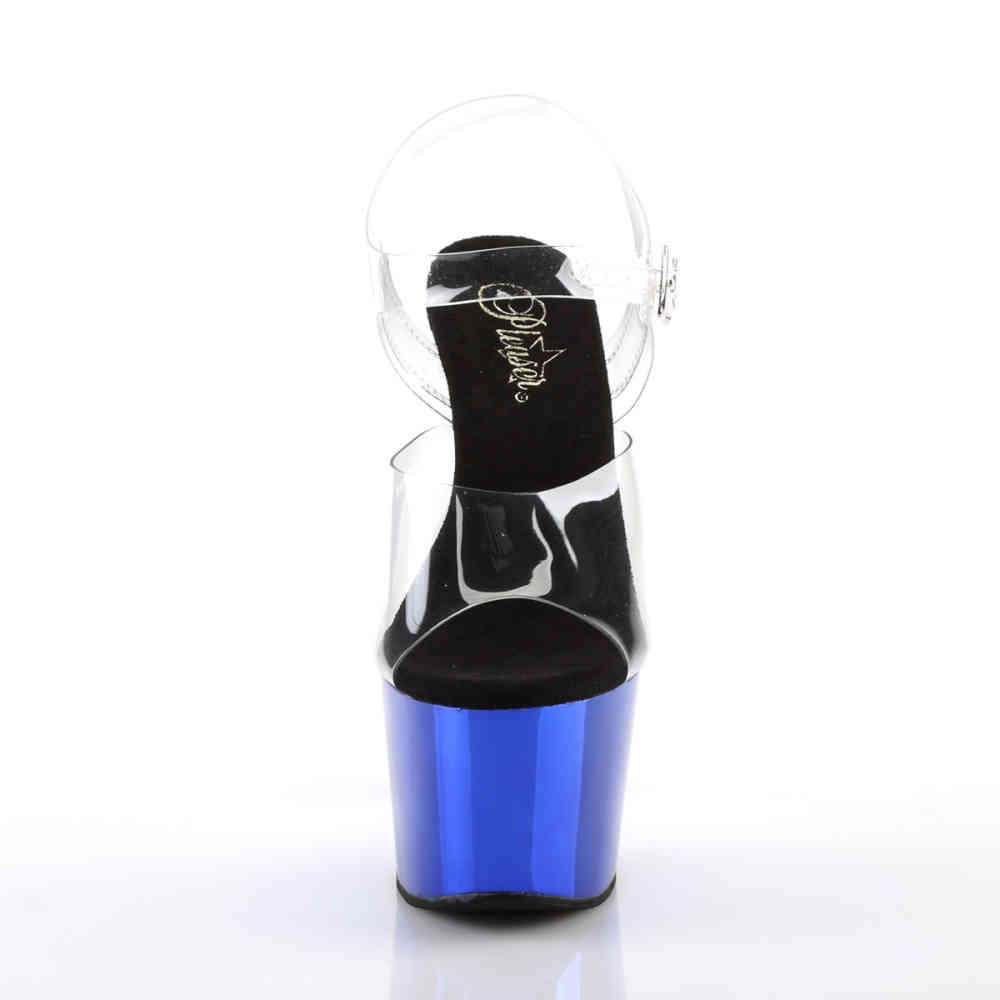 Pleaser - ADORE-708 Ankle strap sandal, Pole dance shoes - Pole dance shoes - Blue/Transparent